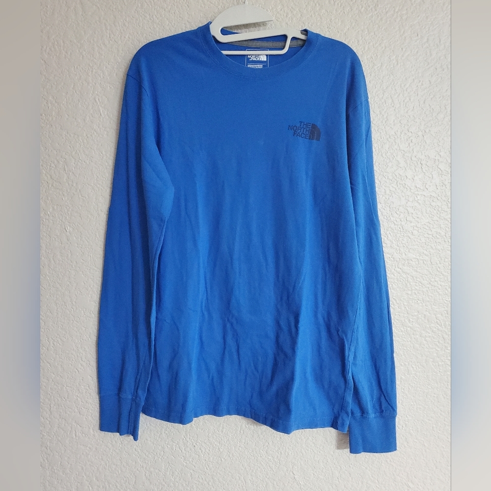 The North Face Royal Blue Long Sleeve Shirt Logo Print Men's Size Small
